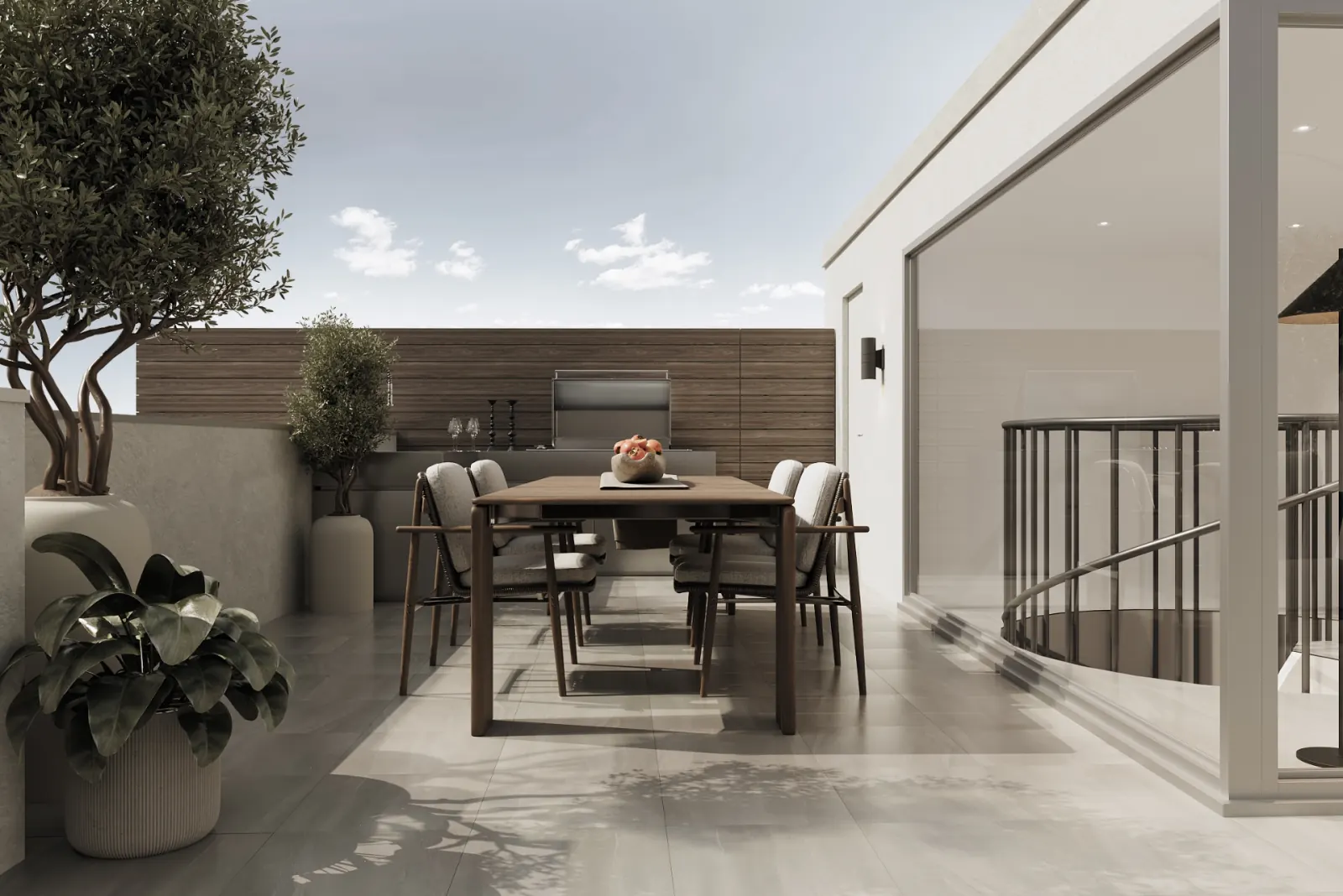 Terrazza panoramica sul tetto con barbecue — il tuo cielo privato